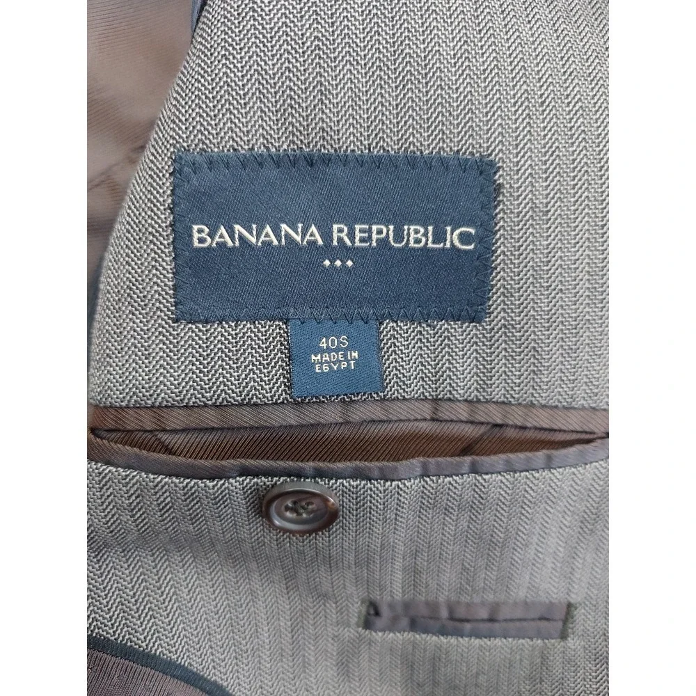Banana Republic Blazer Jacket 40 Short Brown Herringbone 3 Button Notch